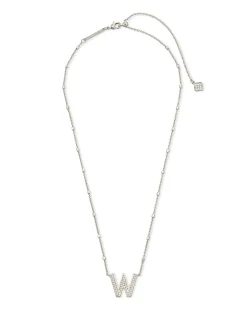 Letter W Pendant Necklace in Silver