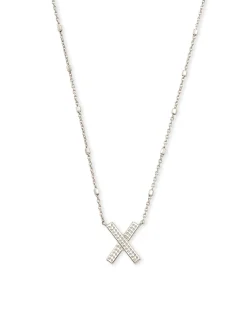 Letter X Pendant Necklace in Silver