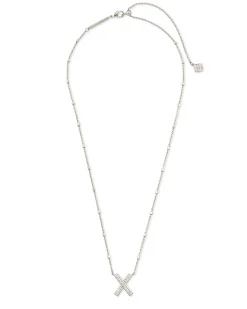 Letter X Pendant Necklace in Silver