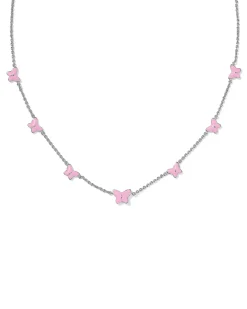 Lillia Butterfly Silver Enamel Strand Necklace