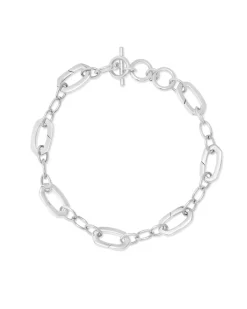 Link & Chain Charm Bracelet in Sterling Silver