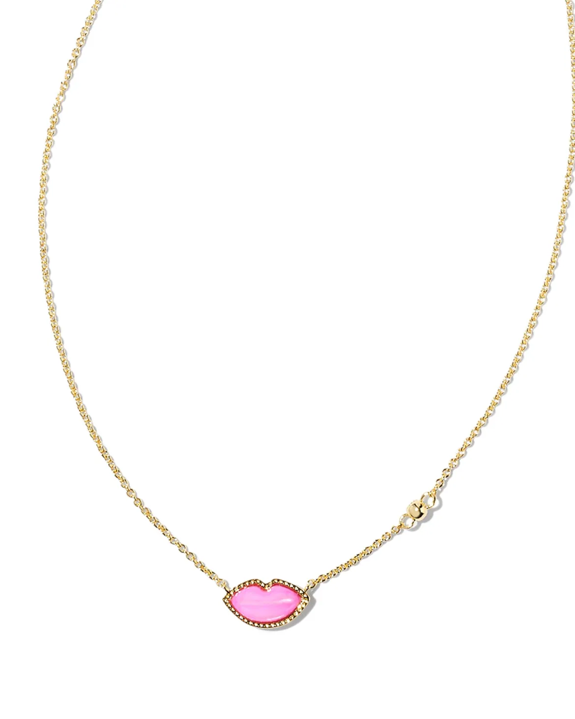 Lips Gold Pendant Necklace in Hot Pink Mother-of-Pearl