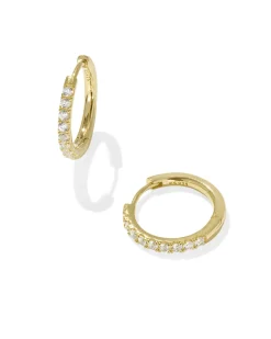Mackenzie 18k Gold Vermeil Small Hoop Earrings in White Topaz