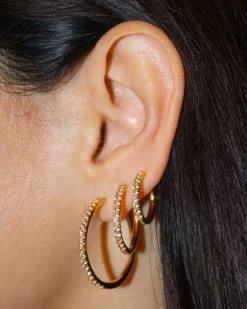 Mackenzie 18k Gold Vermeil Small Hoop Earrings in White Topaz