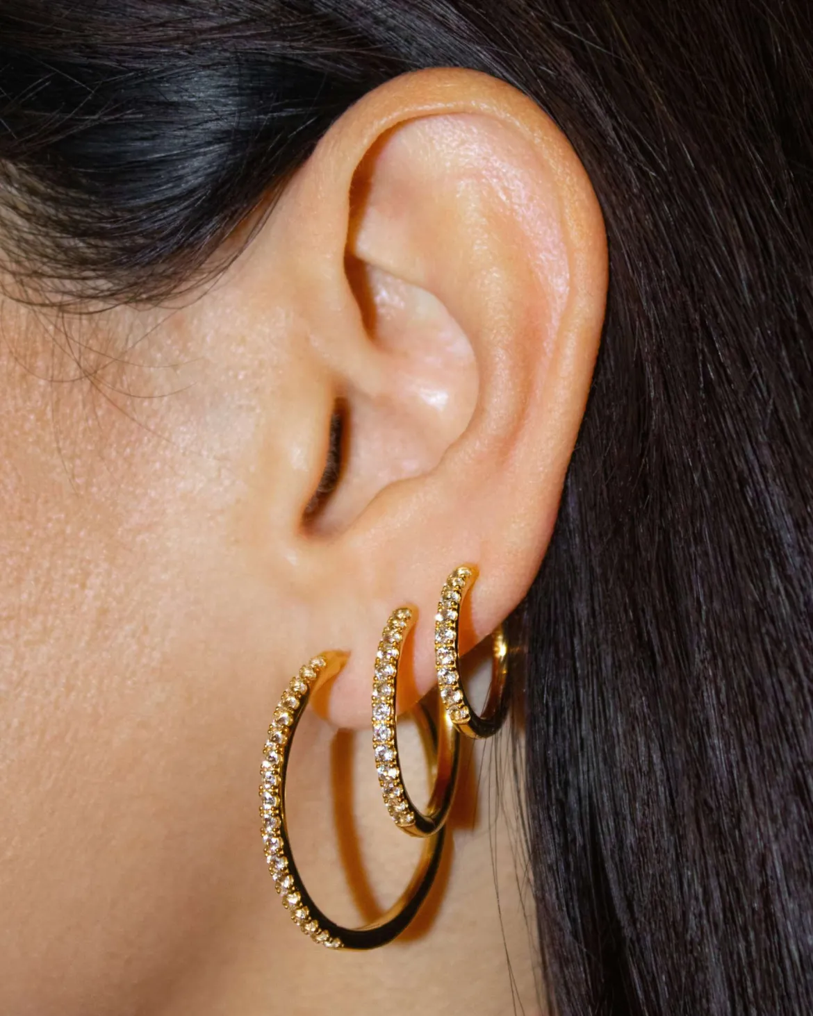 Mackenzie 18k Gold Vermeil Small Hoop Earrings in White Topaz