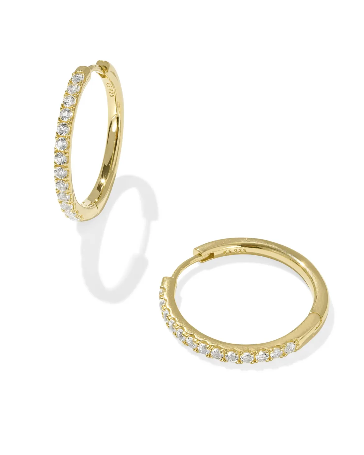 Mackenzie 18k Gold Vermeil Medium Hoop Earrings in White Topaz