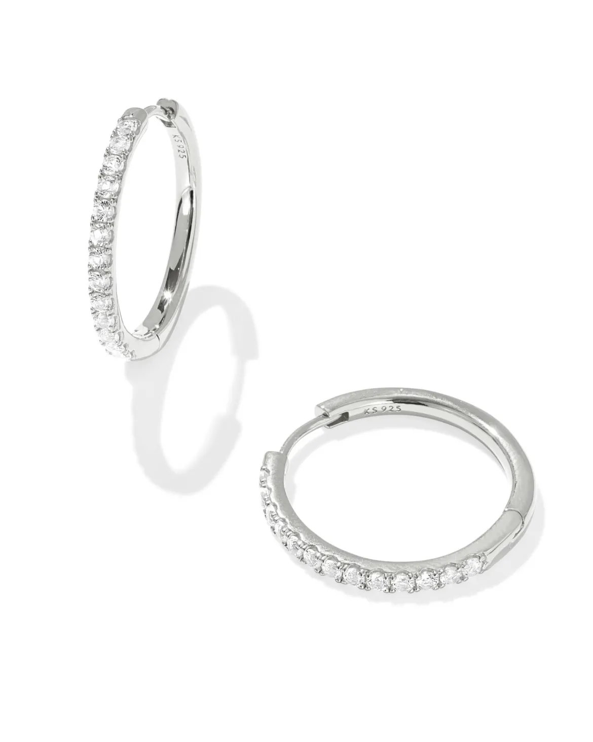 Mackenzie Sterling Silver Medium Hoop Earrings in White Topaz