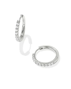 Mackenzie Sterling Silver Small Hoop Earrings in White Topaz