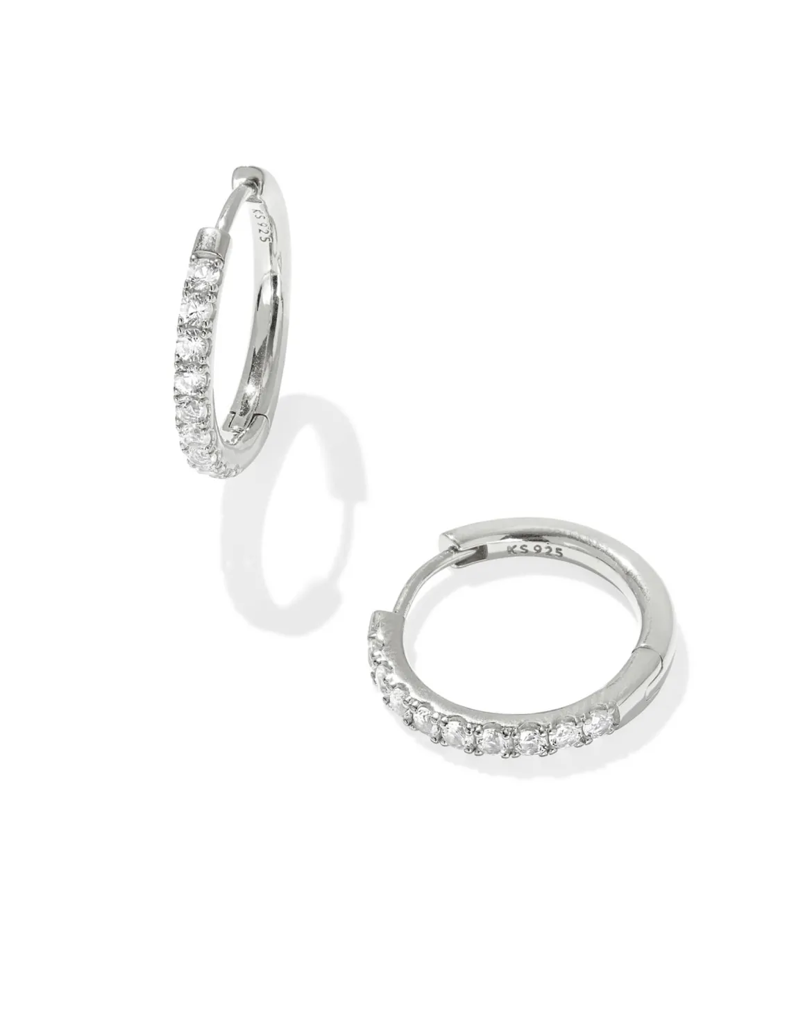 Mackenzie Sterling Silver Small Hoop Earrings in White Topaz