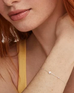 Maisie Sterling Silver April Delicate Chain Bracelet