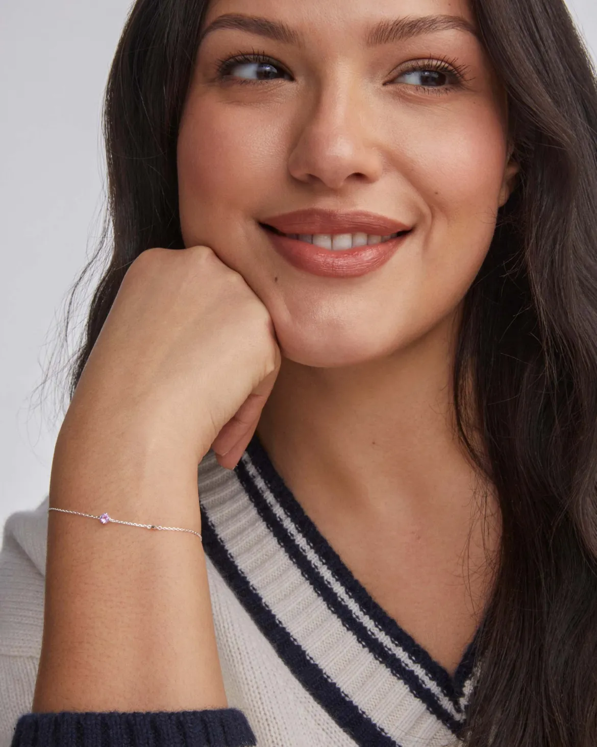 Maisie Sterling Silver February Delicate Chain Bracelet
