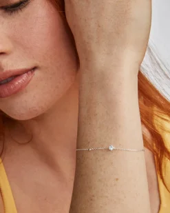 Maisie Sterling Silver March Delicate Chain Bracelet