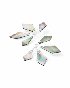 Malika Bright Silver Statement Earrings in Black Mother-of-Pearl