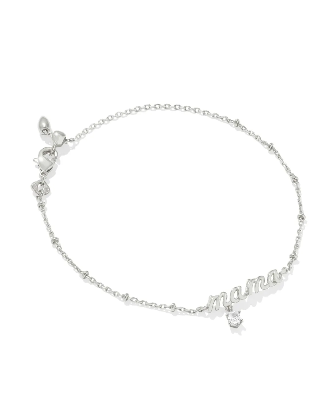 Mama Silver Crystal Delicate Chain Bracelet