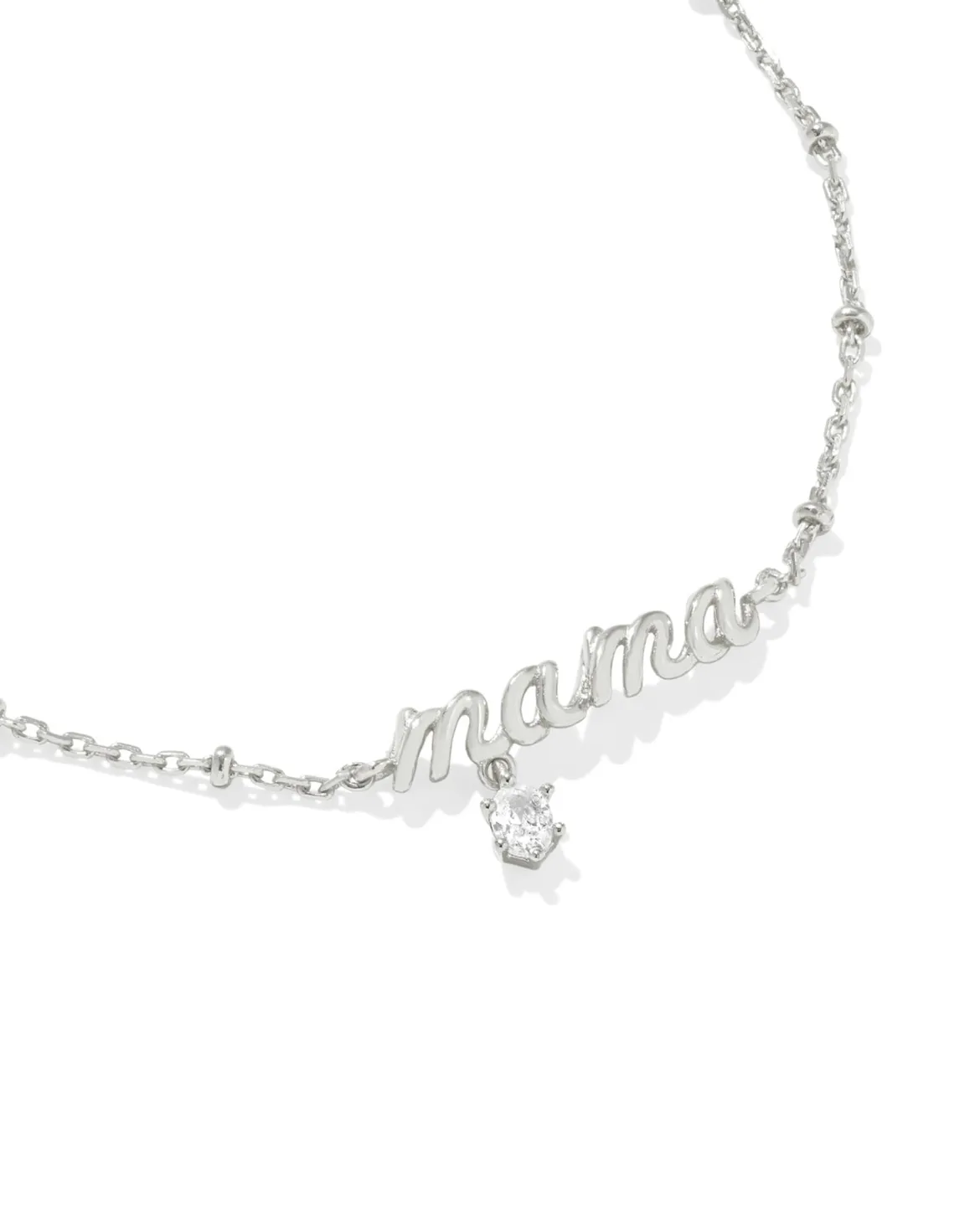 Mama Silver Crystal Delicate Chain Bracelet