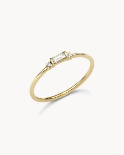Maria 14k Yellow Gold Band Ring in White Diamond