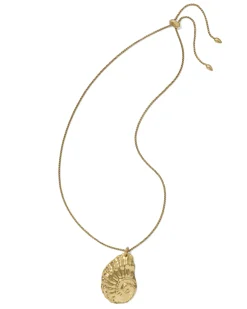 Marina Long Pendant Necklace in Vintage Gold