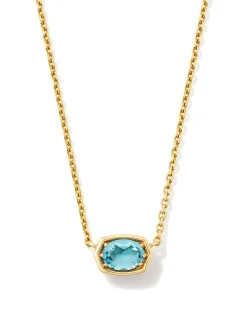 Marisa 14k Yellow Gold December Oval Solitaire Pendant Necklace