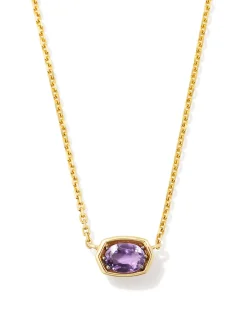 Marisa 14k Yellow Gold February Oval Solitaire Pendant Necklace
