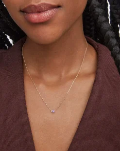 Marisa 14k Yellow Gold February Oval Solitaire Pendant Necklace