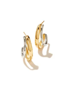 Meg Double Hoop Earrings in Mixed Metal