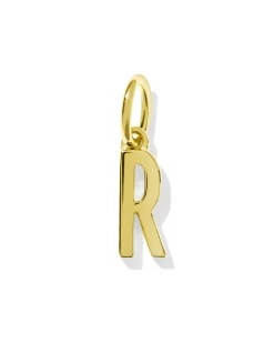 Metal Letter R 18k Gold Vermeil Charm