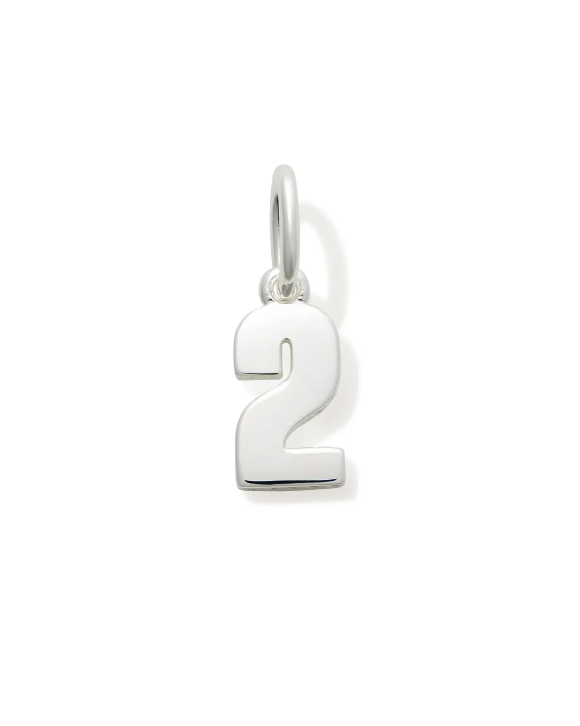 Metal Number 2 Charm in Sterling Silver