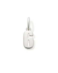 Metal Number 6 Charm in Sterling Silver