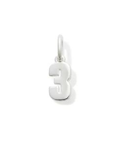 Metal Number 3 Charm in Sterling Silver
