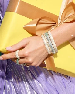 Mikki Gold Pave Bangle Bracelet in White CZ