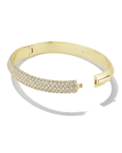 Mikki Gold Pave Bangle Bracelet in White CZ