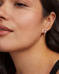 Mikki Metal Huggie Earrings in Silver