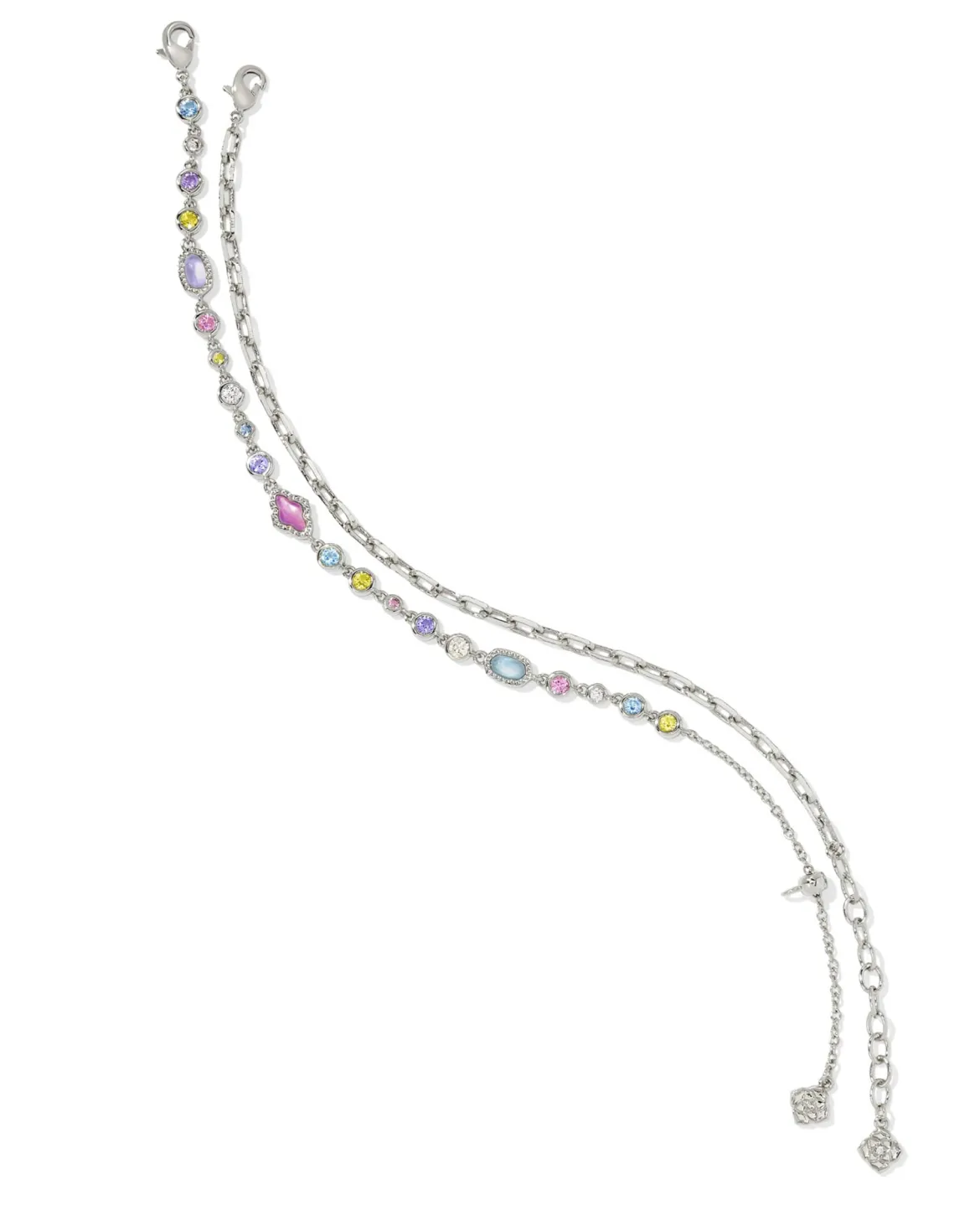 Mini Elisa and Abbie Silver Set of 2 Delicate Chain Bracelets