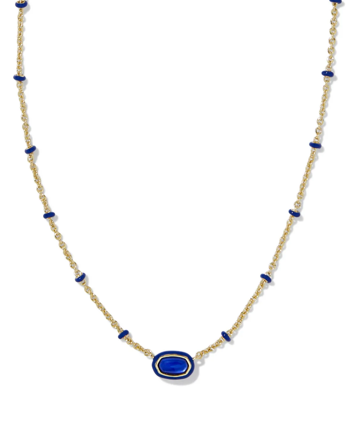 Mini Elisa Gold Enamel Frame Short Pendant Necklace in Cobalt Illusion