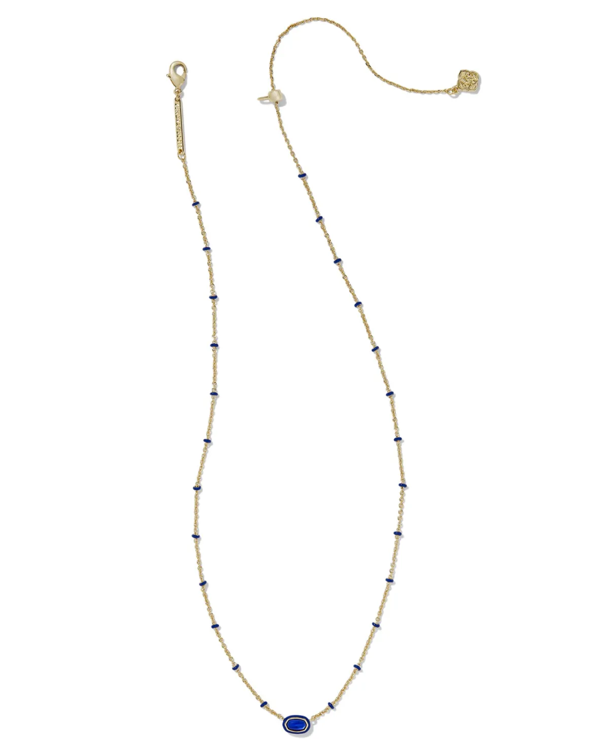 Mini Elisa Gold Enamel Frame Short Pendant Necklace in Cobalt Illusion