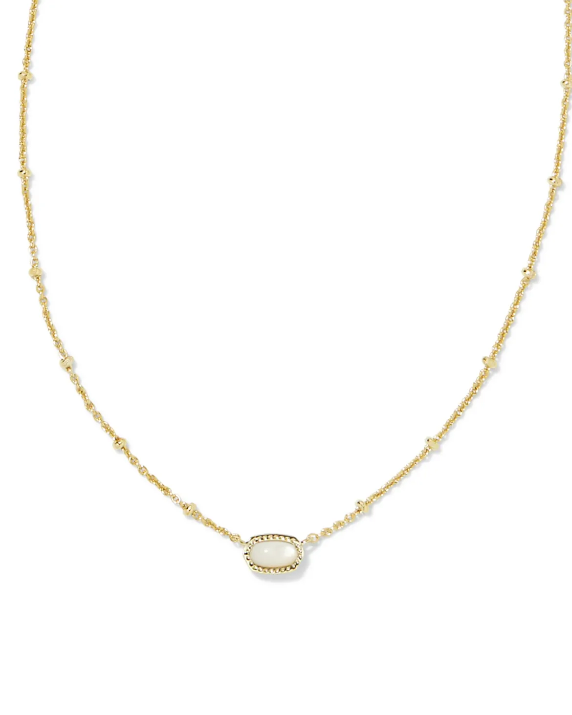 Mini Elisa Gold Satellite Short Pendant Necklace in Ivory Mother-of-Pearl