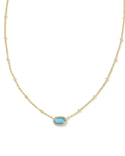 Mini Elisa Gold Satellite Short Pendant Necklace in Turquoise Magnesite