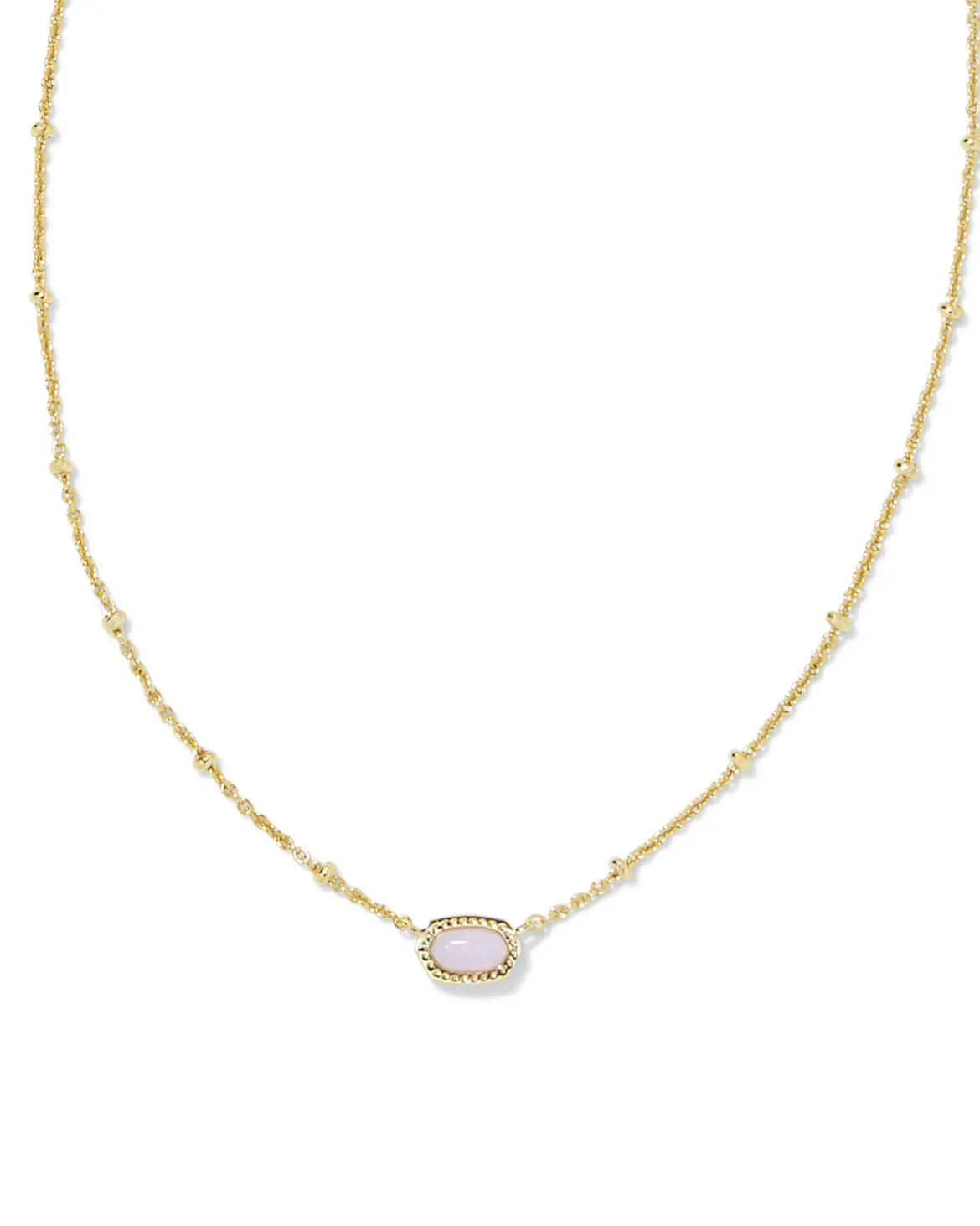 Mini Elisa Gold Satellite Short Pendant Necklace in Pink Opalite Crystal