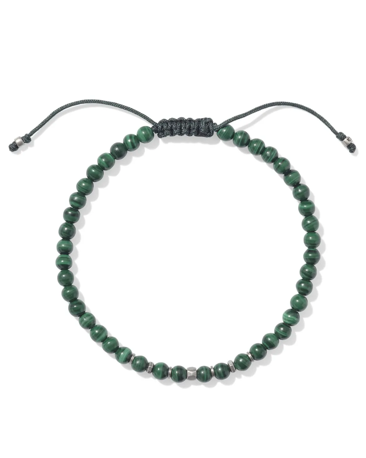 Otto Oxidized Sterling Silver Beaded Bracelet in Green Malachite