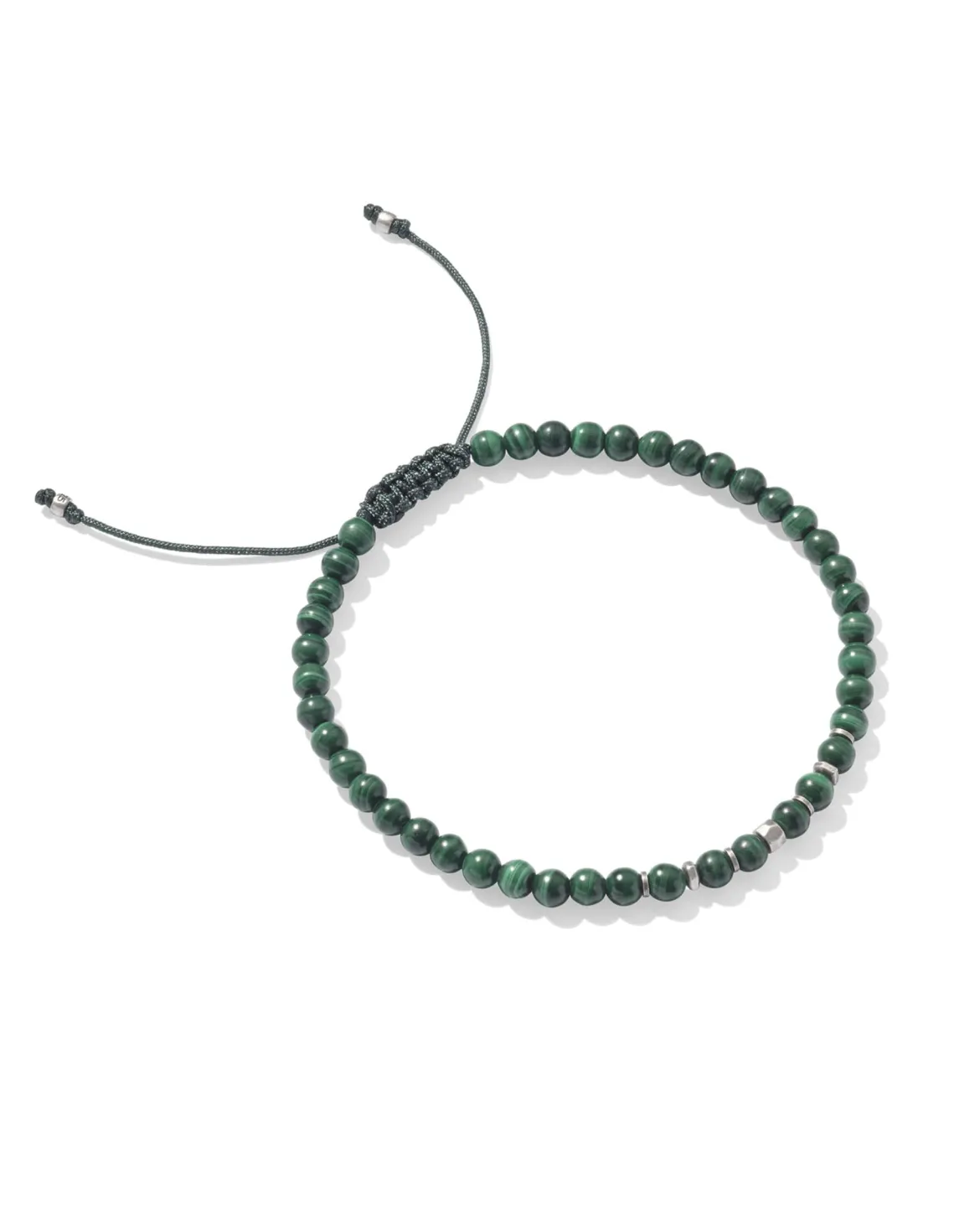 Otto Oxidized Sterling Silver Beaded Bracelet in Green Malachite