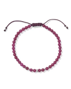 Otto Oxidized Sterling Silver Beaded Bracelet in Maroon Jade