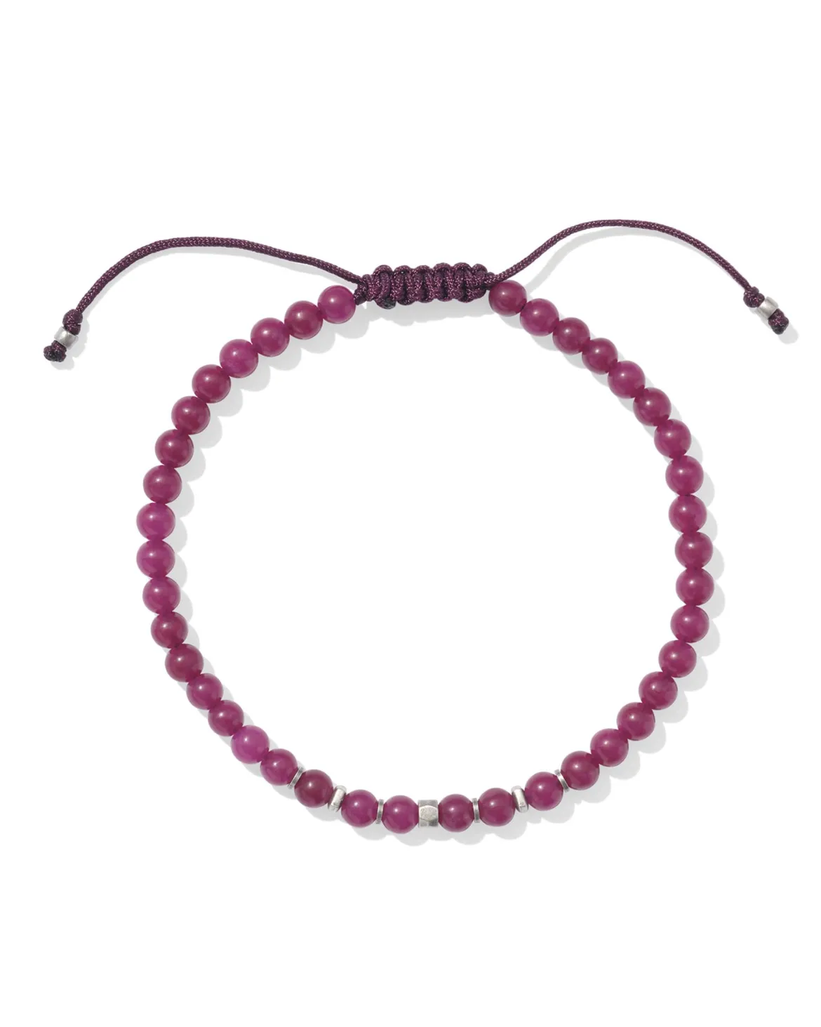 Otto Oxidized Sterling Silver Beaded Bracelet in Maroon Jade