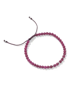 Otto Oxidized Sterling Silver Beaded Bracelet in Maroon Jade