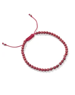 Otto Oxidized Sterling Silver Beaded Bracelet in Red Magnesite