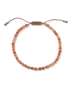 Otto Oxidized Sterling Silver Beaded Bracelet in Orange Banded Agate