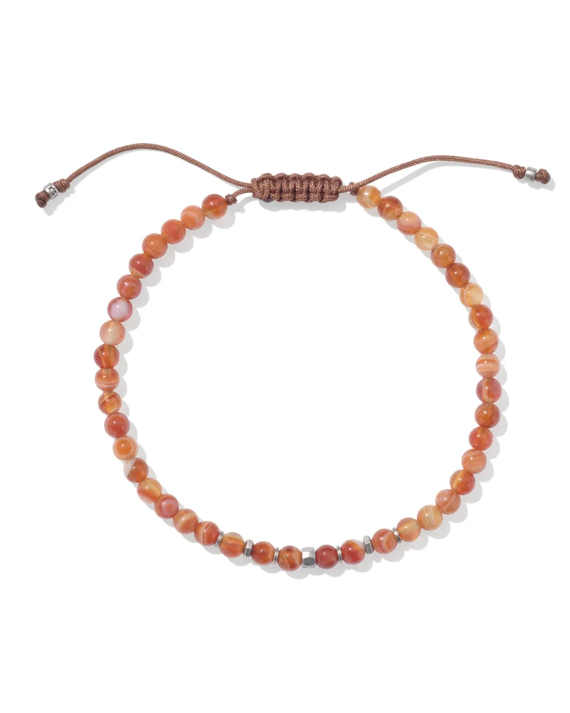 Otto Oxidized Sterling Silver Beaded Bracelet in Orange Banded Agate
