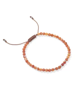 Otto Oxidized Sterling Silver Beaded Bracelet in Orange Banded Agate