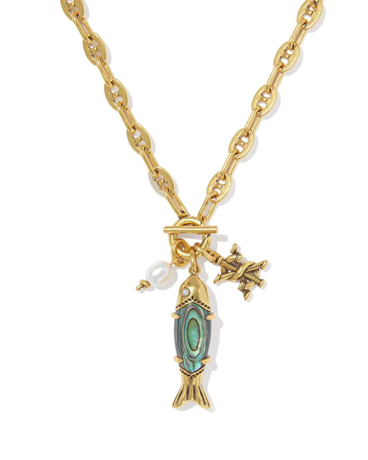 Parker Fish Vintage Gold Long Charm Necklace