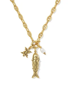 Parker Fish Vintage Gold Long Charm Necklace