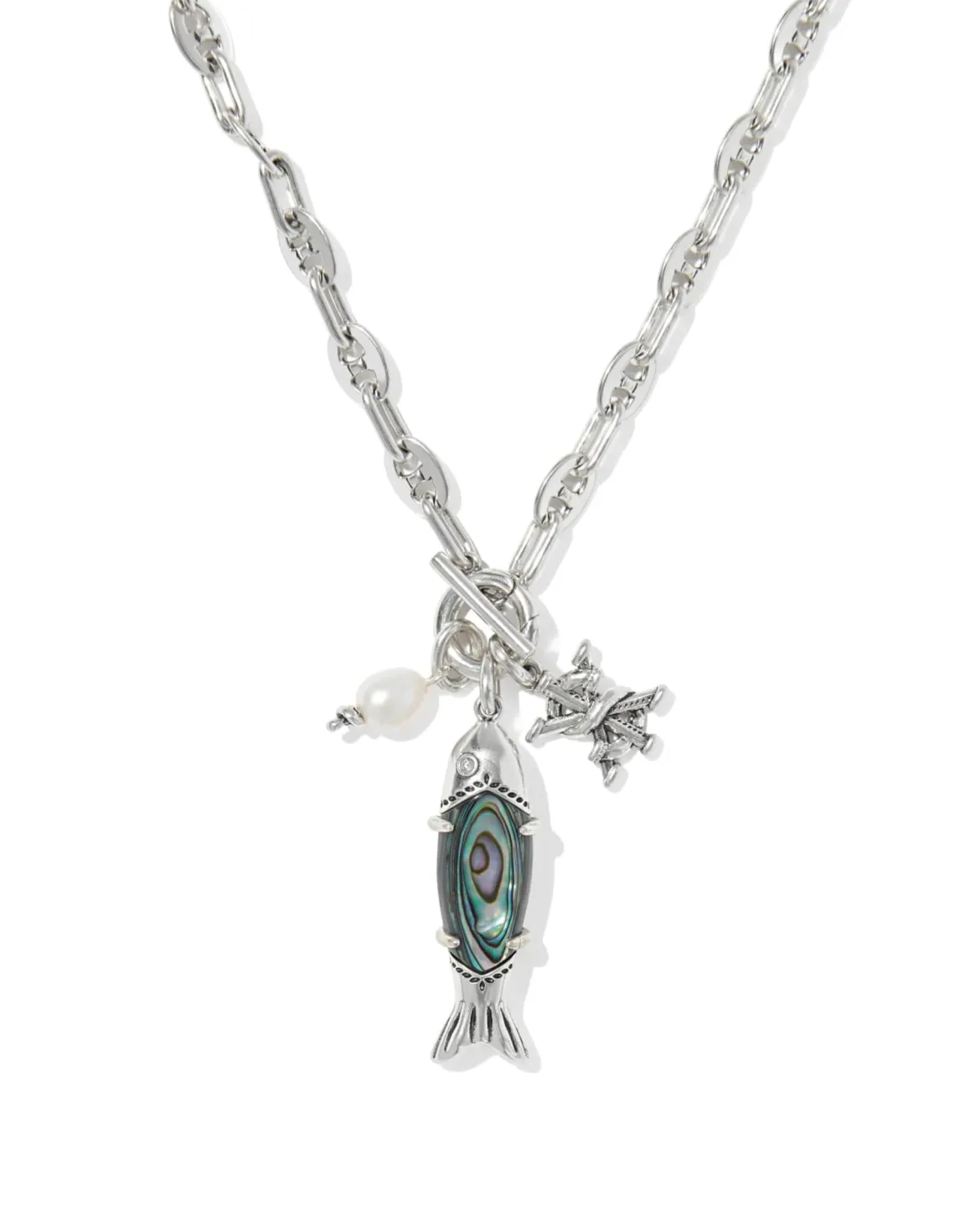 Parker Fish Vintage Silver Long Charm Necklace